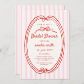 Invitation Bandes roses à la main Douche nuptiale (Devant / Derrière)