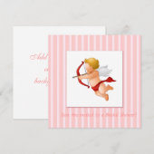 Invitation Bandes roses - Cupidon avec flèche (Devant / Derrière)