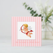 Invitation Bandes roses - Cupidon avec flèche (Debout devant)