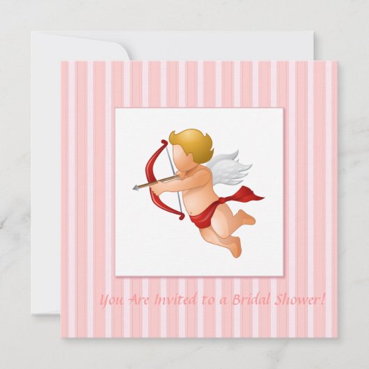 Invitation Bandes roses - Cupidon avec flèche (Devant)