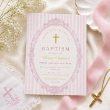 Bandes roses Élégant Baptême de fille vintage