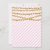 Invitation Bandes roses et blanches avec Coeurs d'or Invitati (Dos)