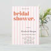 Invitation Bandes roses rétro Fête des mariées simple (Debout devant)