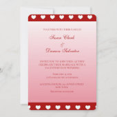 Invitation Bandes rouges Coeurs blancs Saint-Valentin (Devant)