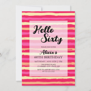 Invitation Bandes Stressées rose coloré 60e anniversaire