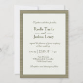 Invitation Bandes vert olive minimaliste mariage zen moderne (Devant)