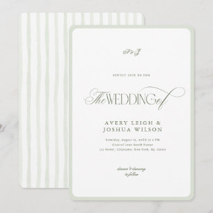 Invitation Bandes vert sauge élégantes pour un mariage printa