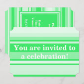 Invitation Bandes vertes de printemps monogramme (Devant / Derrière)