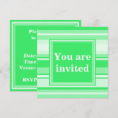 Invitation Bandes vertes de printemps monogramme (Devant / Derrière)