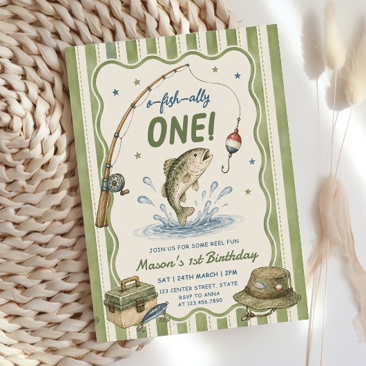 Invitation Bandes Vertes O-Fish-Ally Un Anniversaire