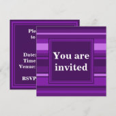 Invitation Bandes violettes monogrammes (Devant / Derrière)