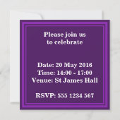 Invitation Bandes violettes monogrammes (Dos)