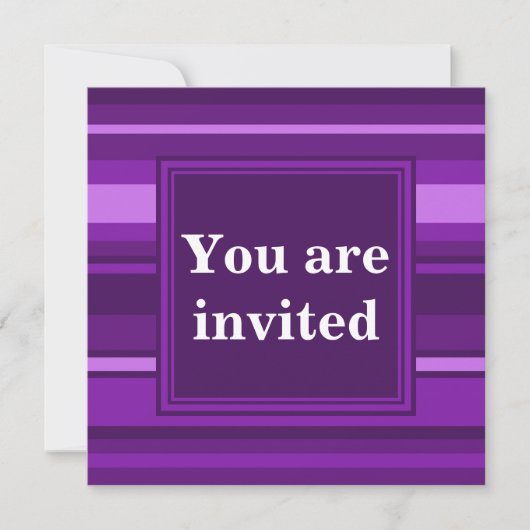 Invitation Bandes violettes monogrammes (Devant)