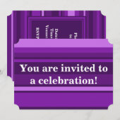 Invitation Bandes violettes monogrammes (Devant / Derrière)