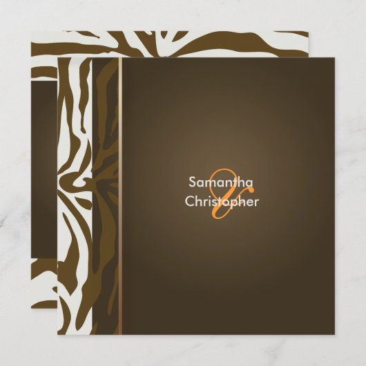 Invitation Bandes Zébrées Brown/Invitations de mariage (Devant / Derrière)