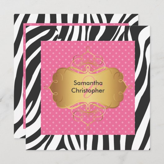 Invitation Bandes zébrées/Invitations de mariage (Devant / Derrière)