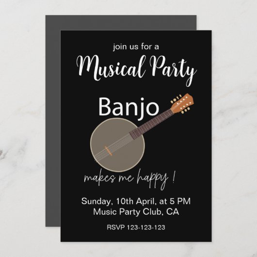 Invitation Banjo Me Rend Heureux Parti Musical (Devant / Derrière)