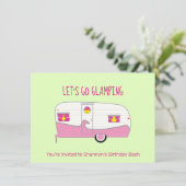 Invitation Banne rétro rose pour camping-car en conserve (Debout devant)