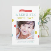Invitation Banner mignon Polk a Dot photo anniversaire de enf (Debout devant)