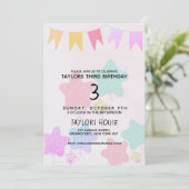 Invitation Banners Balloons Aquarelle 1ère fête d'anniversair (Debout devant)