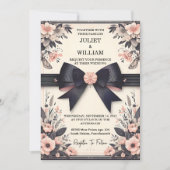 Invitation Banners Bows Satin Chic Ribbon coupe Mariage (Devant)