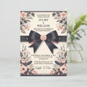 Invitation Banners Bows Satin Chic Ribbon coupe Mariage (Debout devant)