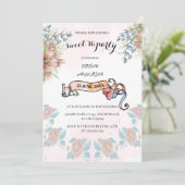 Invitation Bannière à voie rose pâle et laiteuse florale douc (Debout devant)