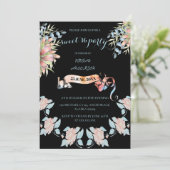 Invitation Bannière à voie rose pâle et laiteuse florale douc (Debout devant)