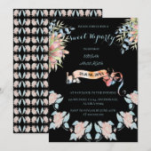 Invitation Bannière à voie rose pâle et laiteuse florale douc (Devant / Derrière)