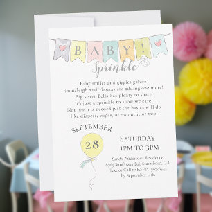 Invitation Bannière baby shower Sprinking Ballons & Ours