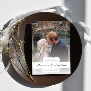 Invitation Bannière Blanche Douce Photo Enregistrer La Date A