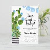 Invitation Bannière Bleue Cactus Taco Bout Un Baby shower béb (Debout devant)