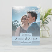 Invitation Bannière Bleue Douce Photo Enregistrer La Date Ann (Debout devant)