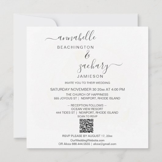 Invitation *~* Bannière Cherub QR PHOTO AR6 RSVP Mariage Invi (Dos)