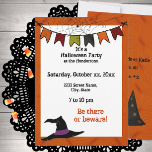 Invitation bannière de la fête d'Halloween Orange