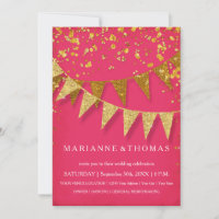 Bannière de pin moderne Gold Glitter Confetti rose