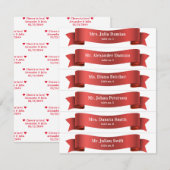 Invitation Bannière de ruban en soie rouge simple Mariage Car (Devant / Derrière)