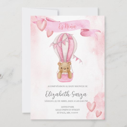 Invitation Bannière d'invitation de Baby shower rose Dusty po (Devant)