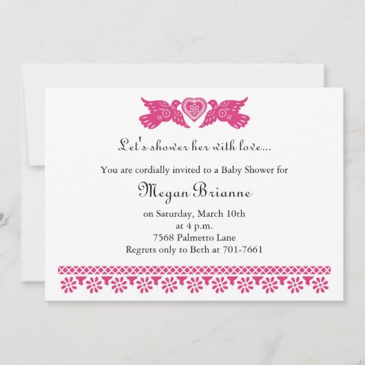 Invitation Bannière d'invitation Fiesta de Bebe Pink Love Bir (Devant)