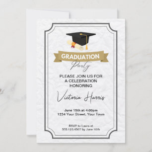 Invitation Bannière du coin Notch Elegant Graduation Party