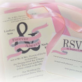 Invitation Bannière en ruban rose blanc de l'esperluette