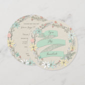 Invitation Bannière et courroie florale Mariage classique (Devant / Derrière)