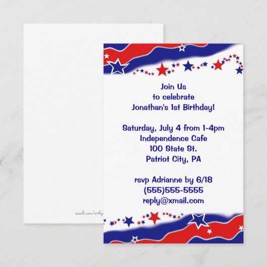 Invitation Bannière étoilée (Devant / Derrière)