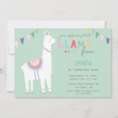 Invitation Bannière fête d'anniversaire de la petite Llama (Devant)
