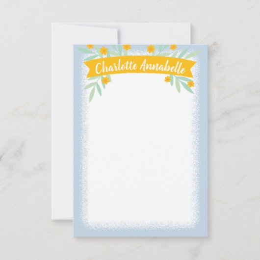 Invitation Bannière fleurie jaune et bleu doux (Devant)