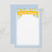 Invitation Bannière fleurie jaune et bleu doux (Devant / Derrière)