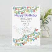 Invitation Bannière joyeuse de Pennant Anniversaire (Debout devant)