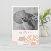 Invitation Bannière mensuelle du soleil de fille - nouveau-né (Debout devant)