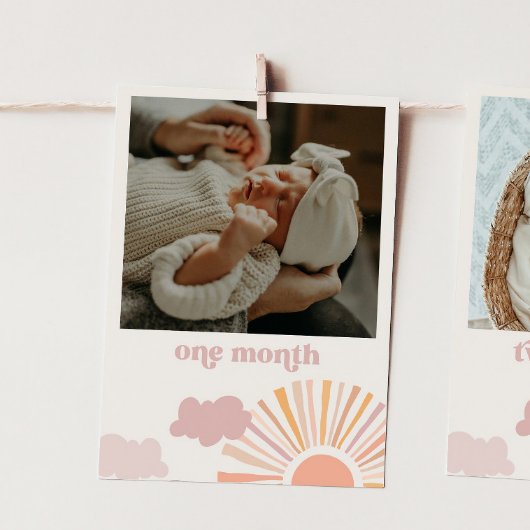 Invitation Bannière mensuelle du soleil de fille - un mois