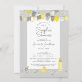 Invitation Bannière Moderne Jaune et Grise pour Baby-Shower d (Devant)